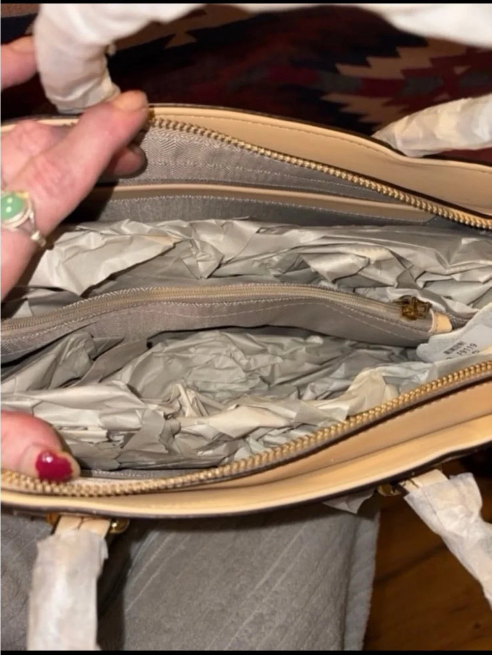Elegant Cream Croc-Embossed Satchel Bag